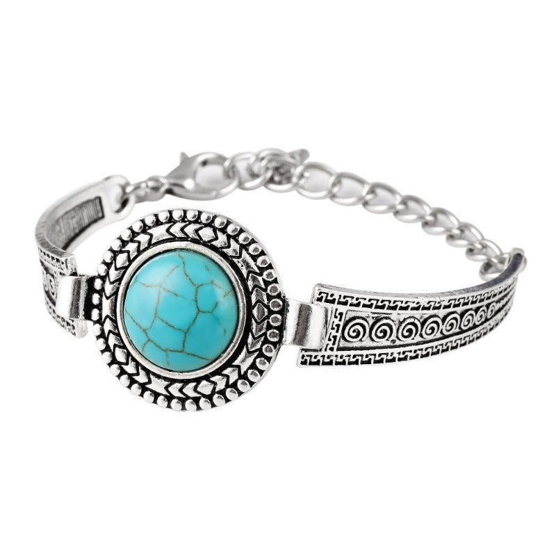 Ornament Brace Lace Bracelet Bohemian Turquoise Retro Hollow Gem