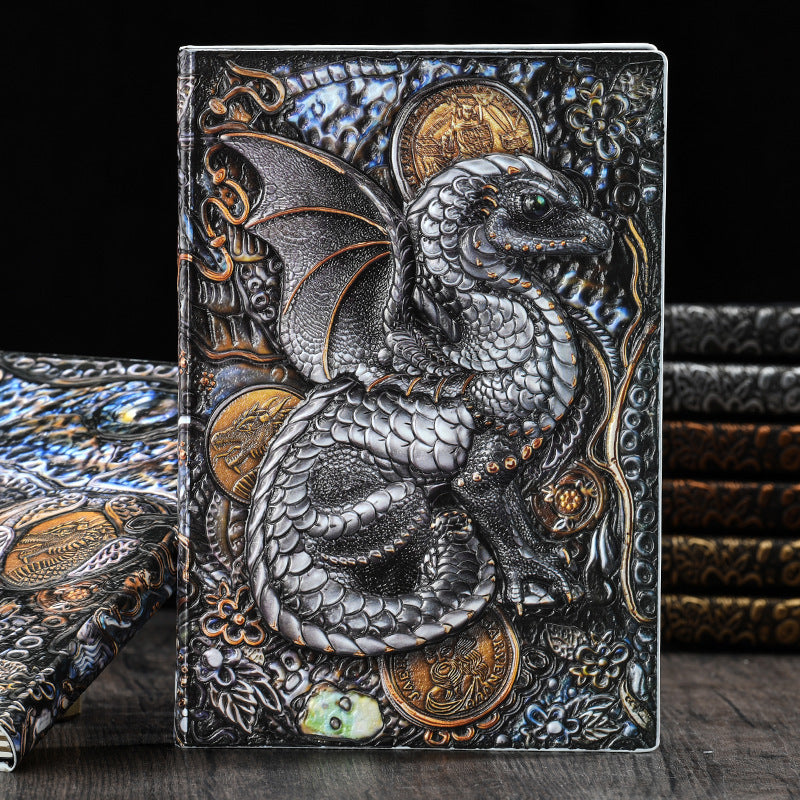 Vintage Anaglyph Dragon Notebook Retro Planner Bronze