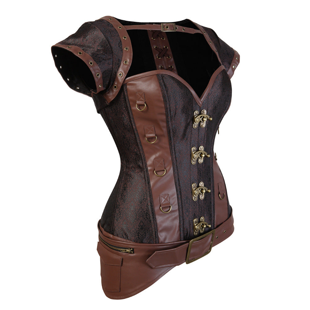 Court Gothic PU Retro Fashion Luxury Sexy Lock Corset