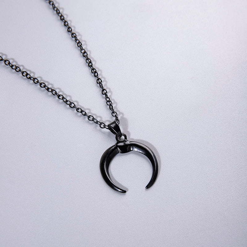 Punk Noir Sorcière Corne Collier Halloween Bijoux