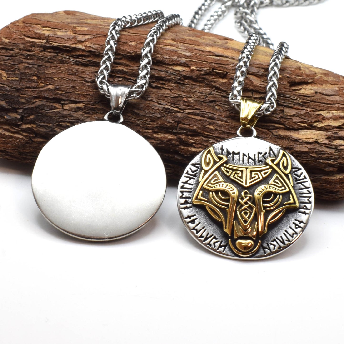 Hip Hop Viking Wolf Head Pendant Stainless Steel Necklace