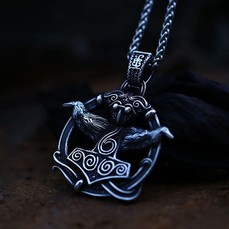 Stainless Steel Crow Viking Titanium Steel Necklace Pendant