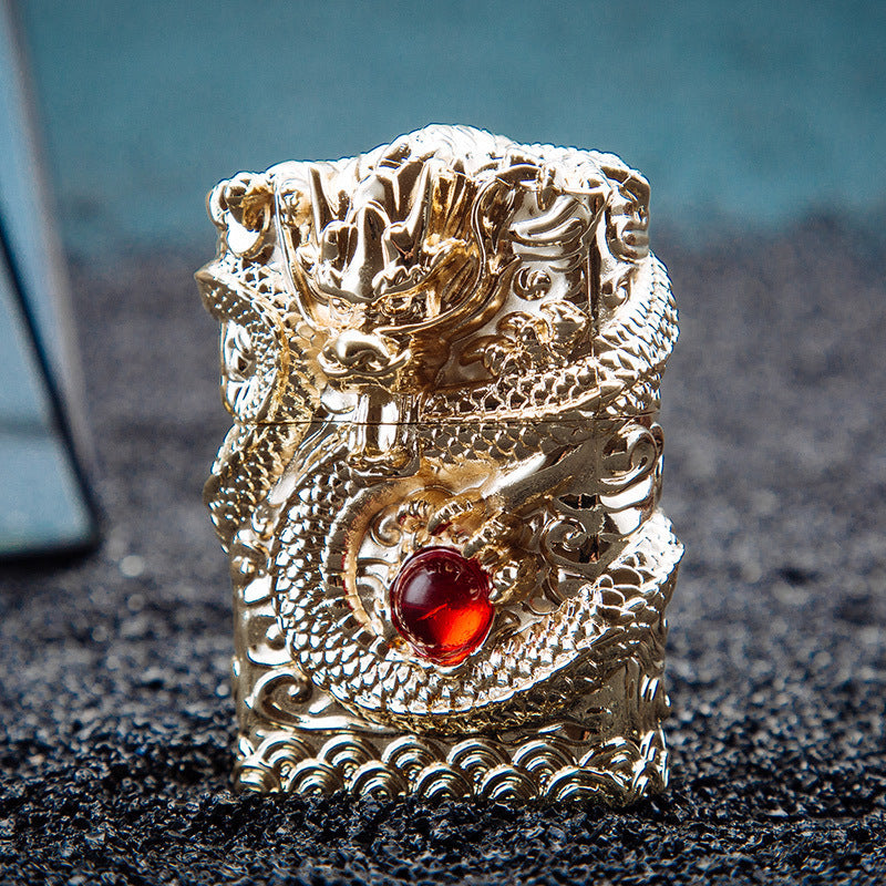 Lighter Tianlong Hollow Armor Carving Dragon Ball Windproof