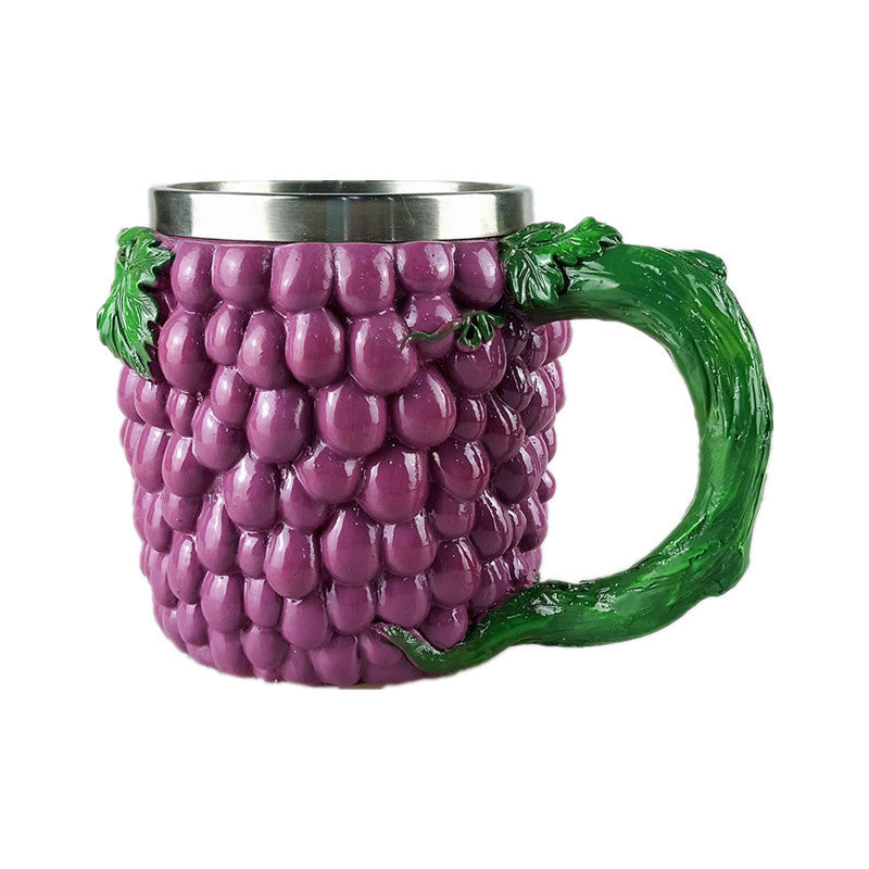 Tasse de bière en acier inoxydable fruits tasse d'eau créative en résine