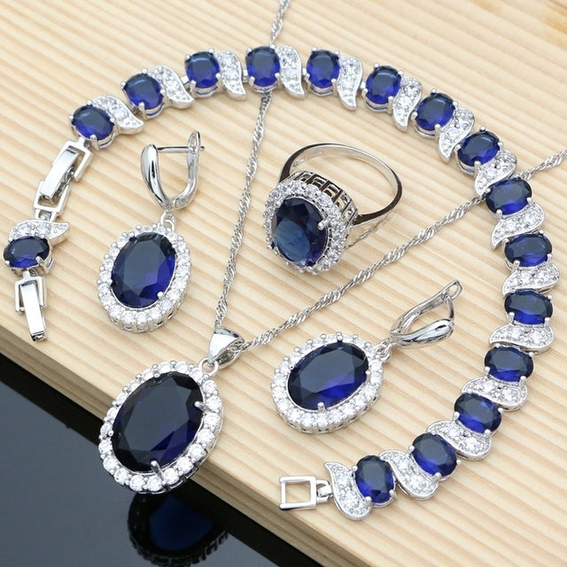 Mystic Rainbow Fire Cubic Zirconia Jewelry Sets Women 925
