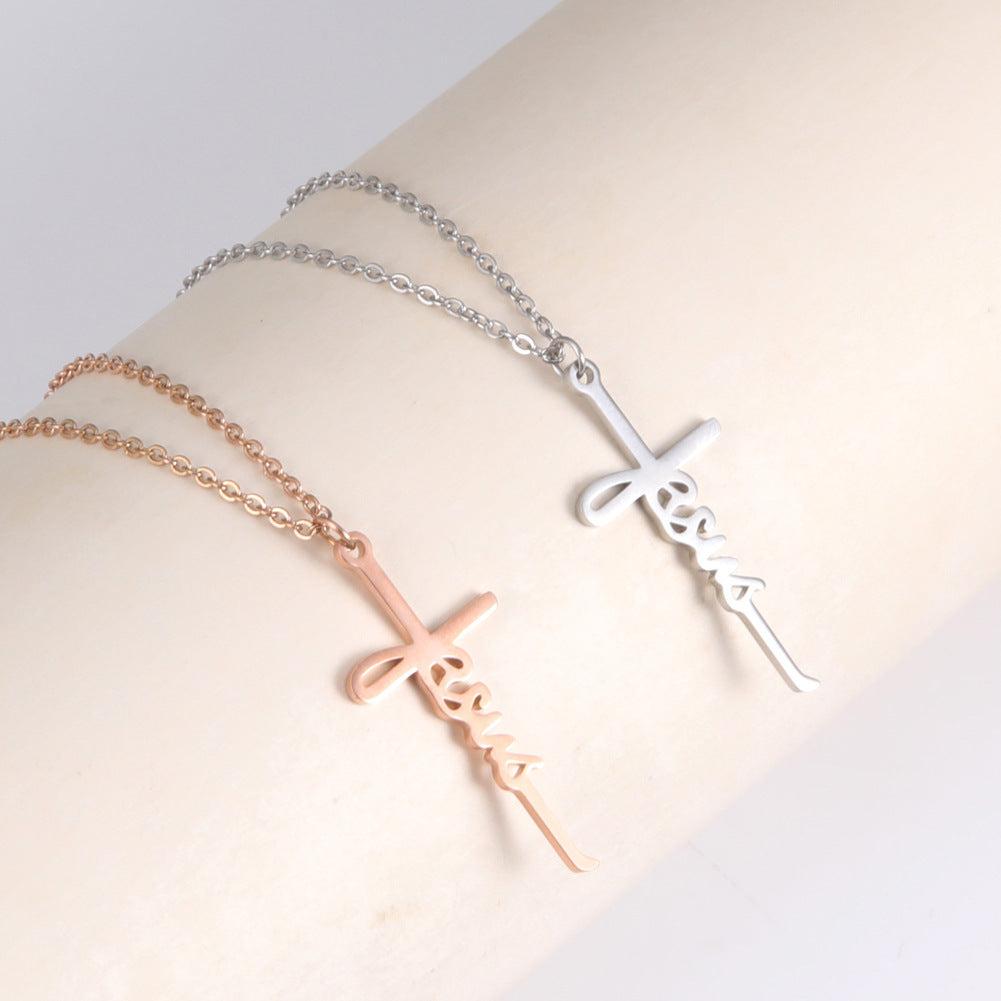 Sweet Jesus Cross Pendant Stainless Steel Necklace