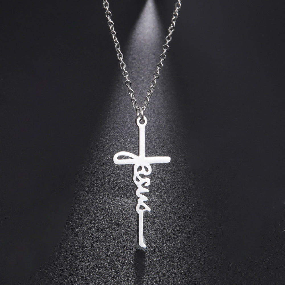 Sweet Jesus Cross Pendant Stainless Steel Necklace