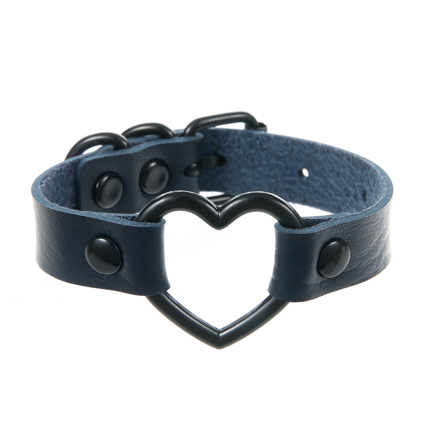 Punk Trendy Cool Dark Peach Heart Hand Ring Bracelet Personality Couple Love Heart-shaped Hollow Leather Bracelet Bracelet