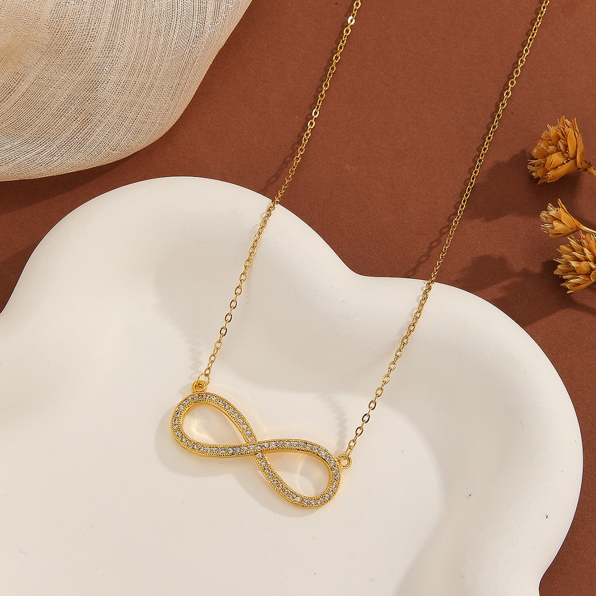 Collier pendentif en diamant étincelant, symbole infinie, élégant et simple – bijoux quotidien pour femmes, cadeau idéal