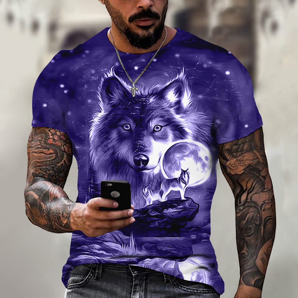 Men's Wolf Head 3d Printed T-shirt