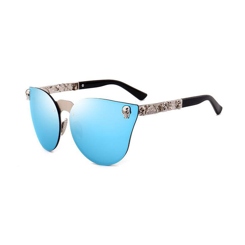 Gothique PC Hommes de Tête de Crâne Décoré Lunettes De Soleil, Exquis Métal Motif Pieds lunettes de Soleil, Femmes