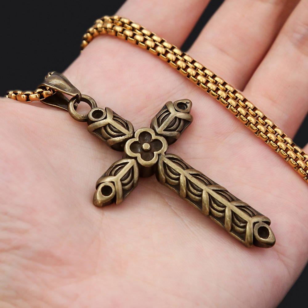New Viking Cross Flower Punk Men's Necklace