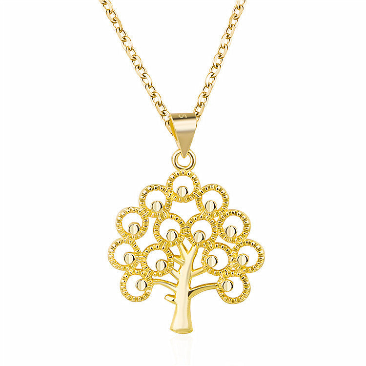 Fashion Lucky Gold Plated Four Leaf Grass Pendant Necklace