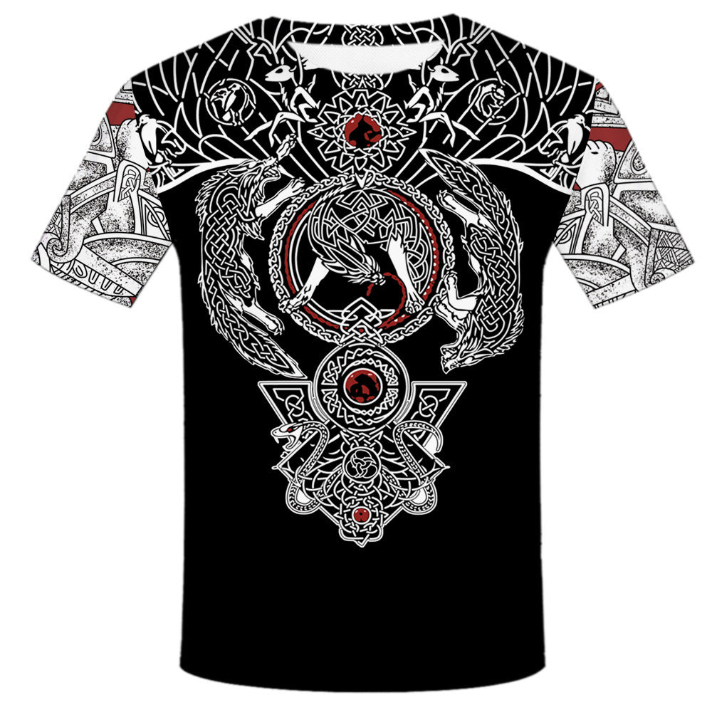 PLstar Cosmos New Fashion Men T Shirt Viking Tattoo