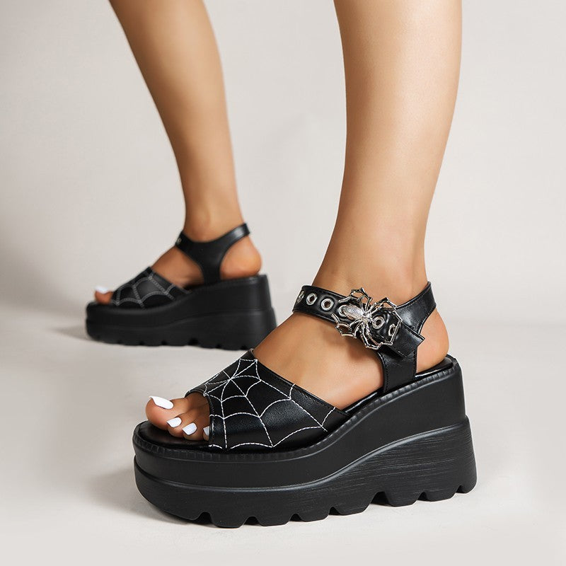 Punk Dark Buckle Platform Sandals