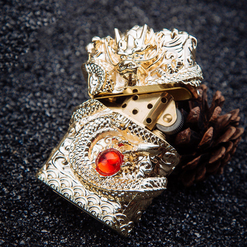 Lighter Tianlong Hollow Armor Carving Dragon Ball Windproof