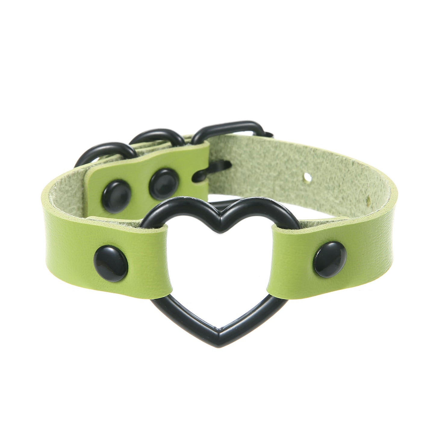 Punk Trendy Cool Dark Peach Heart Hand Ring Bracelet Personality Couple Love Heart-shaped Hollow Leather Bracelet Bracelet