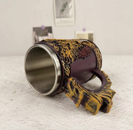 Tasse d'eau en acier inoxydable de bière de pirate viking créative