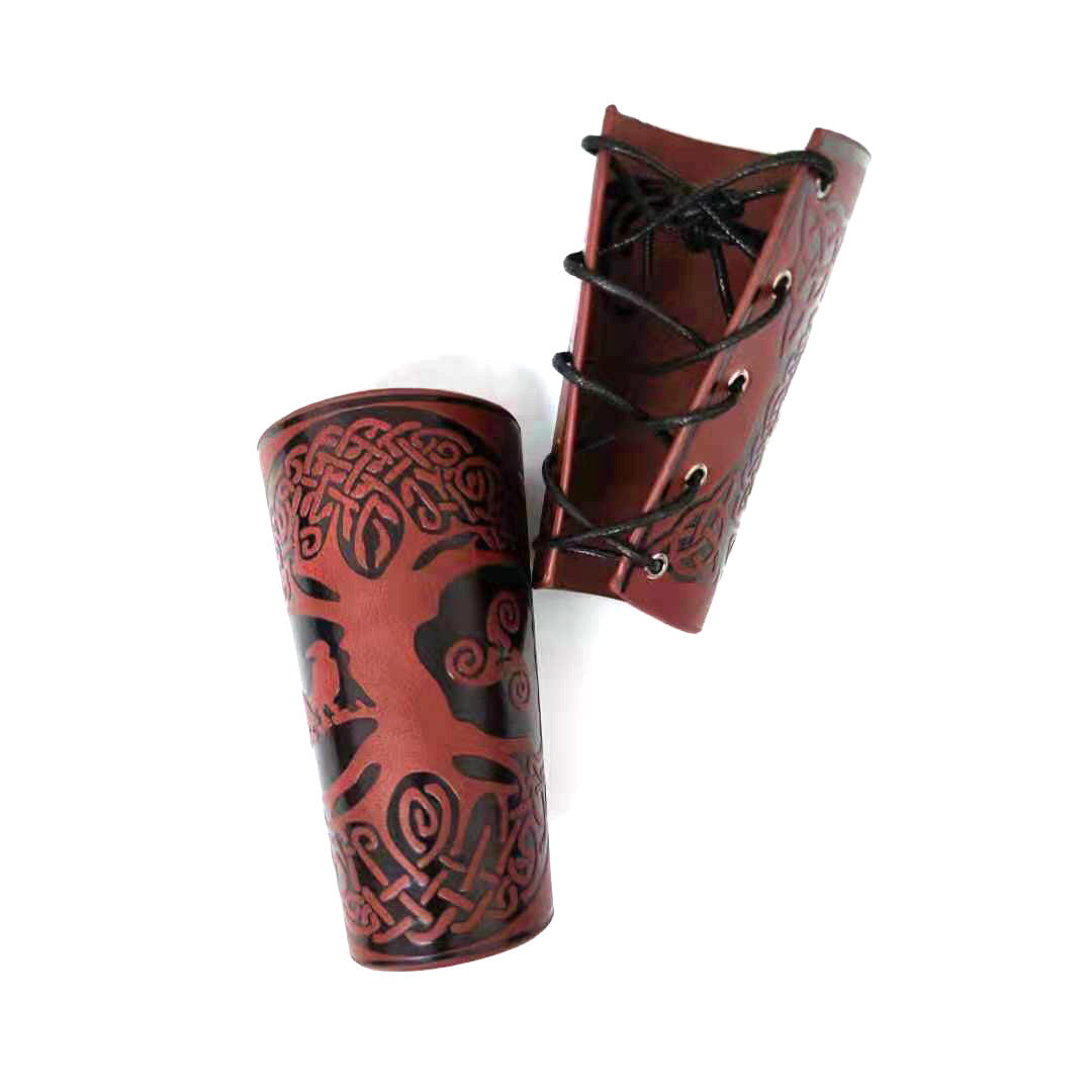 Retro Medieval Punk Viking Lucky Tree Leather Wristband