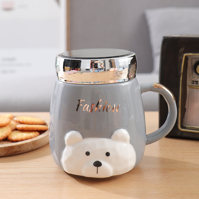 Ins Style Céramique Couple Tasse Avec Couvercle Bureau