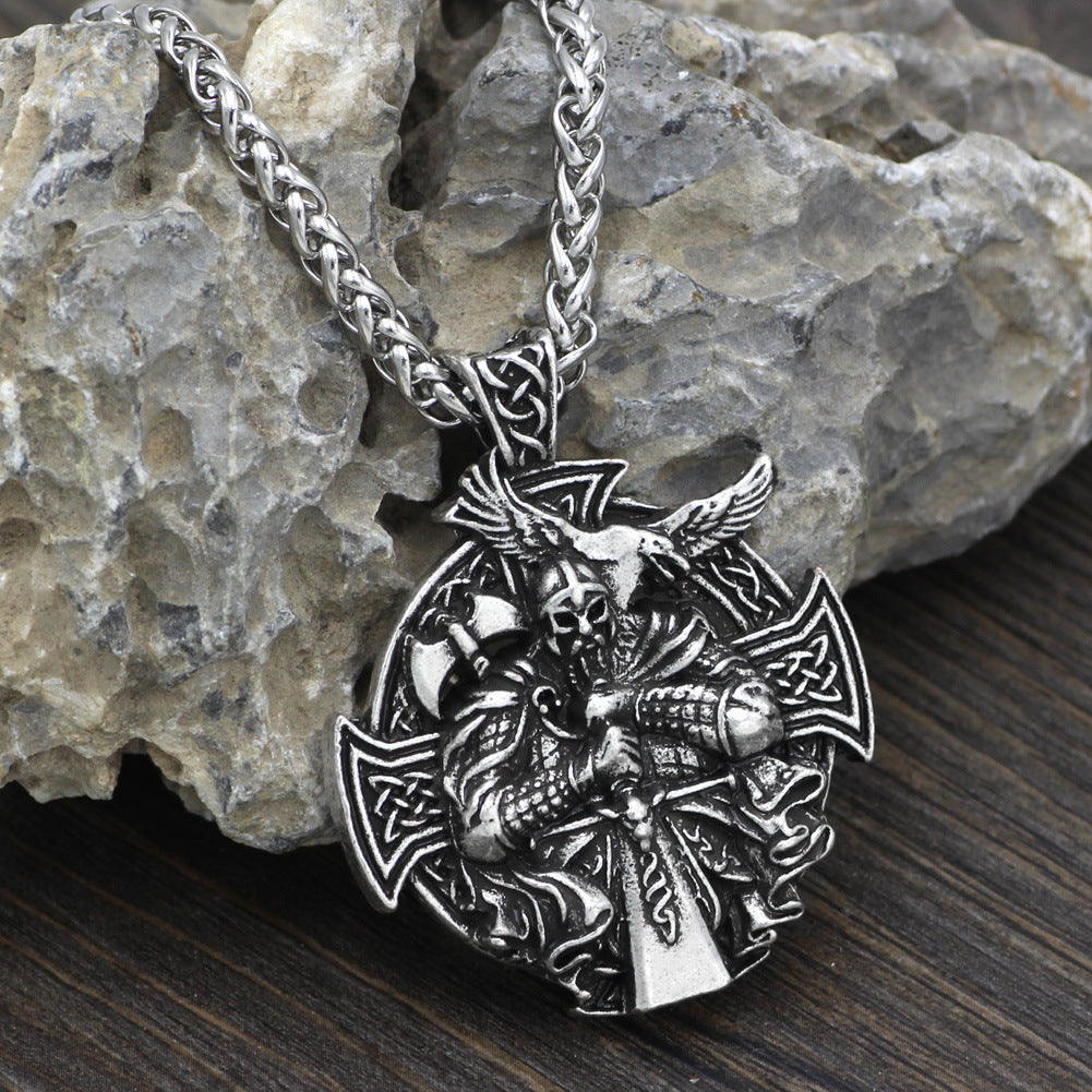 Viking Warrior Aoding Mount Crow Hammer Necklace
