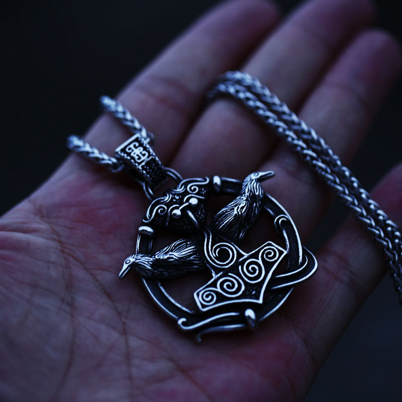 Stainless Steel Crow Viking Titanium Steel Necklace Pendant