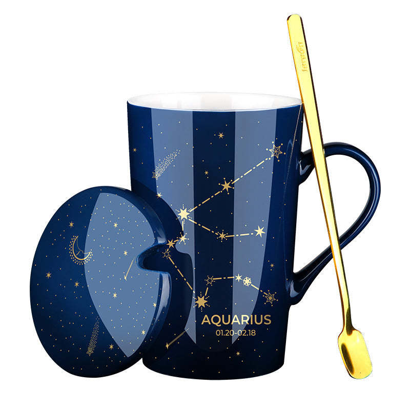 Tasse à café Constellation en céramique avec cuillère à couvercle