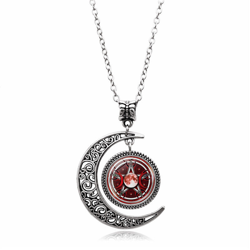 Women's Creative Moon Goddess Time Gem Necklace