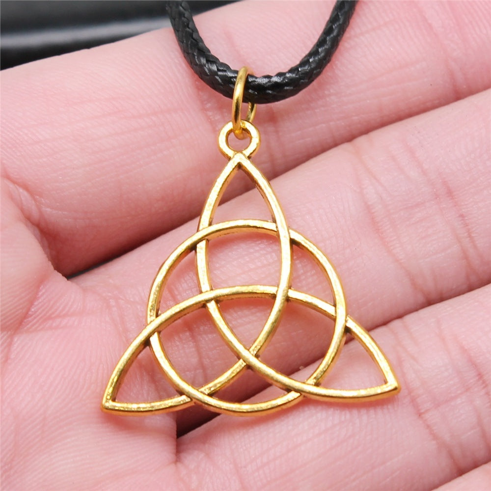 Rudder Amulet Symbol Pendant Black Leather Rope Necklace