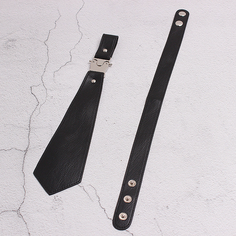 Punk Style Silver Metal Buckle Adjustable Leather Tie