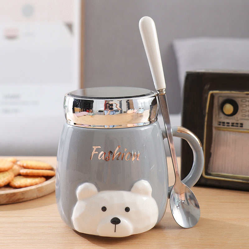Ins Style Céramique Couple Tasse Avec Couvercle Bureau