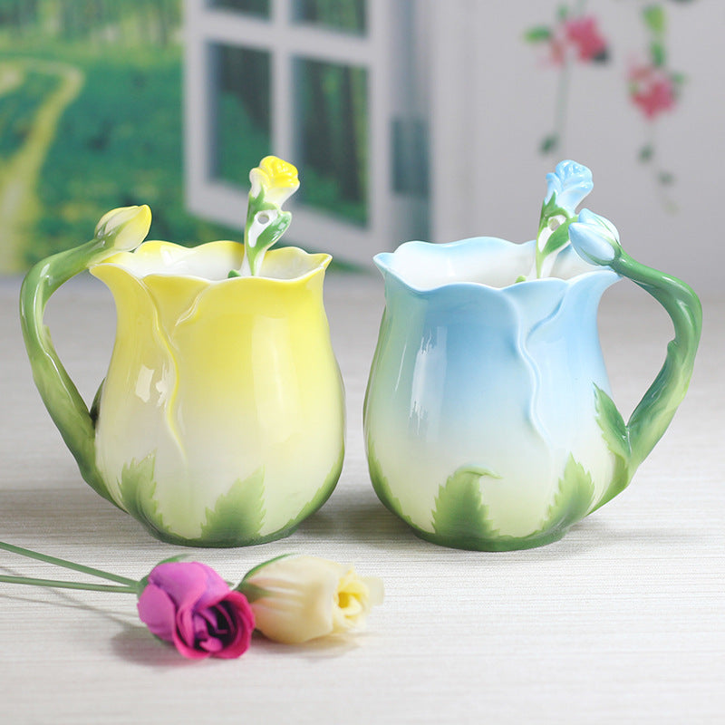 Fleur En Céramique Café De Fleur de Thé Rose Tasse