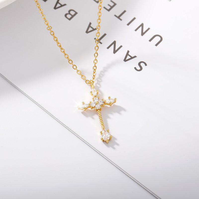 Cross-border Jewelry Copper Cross Inlaid With Zircon