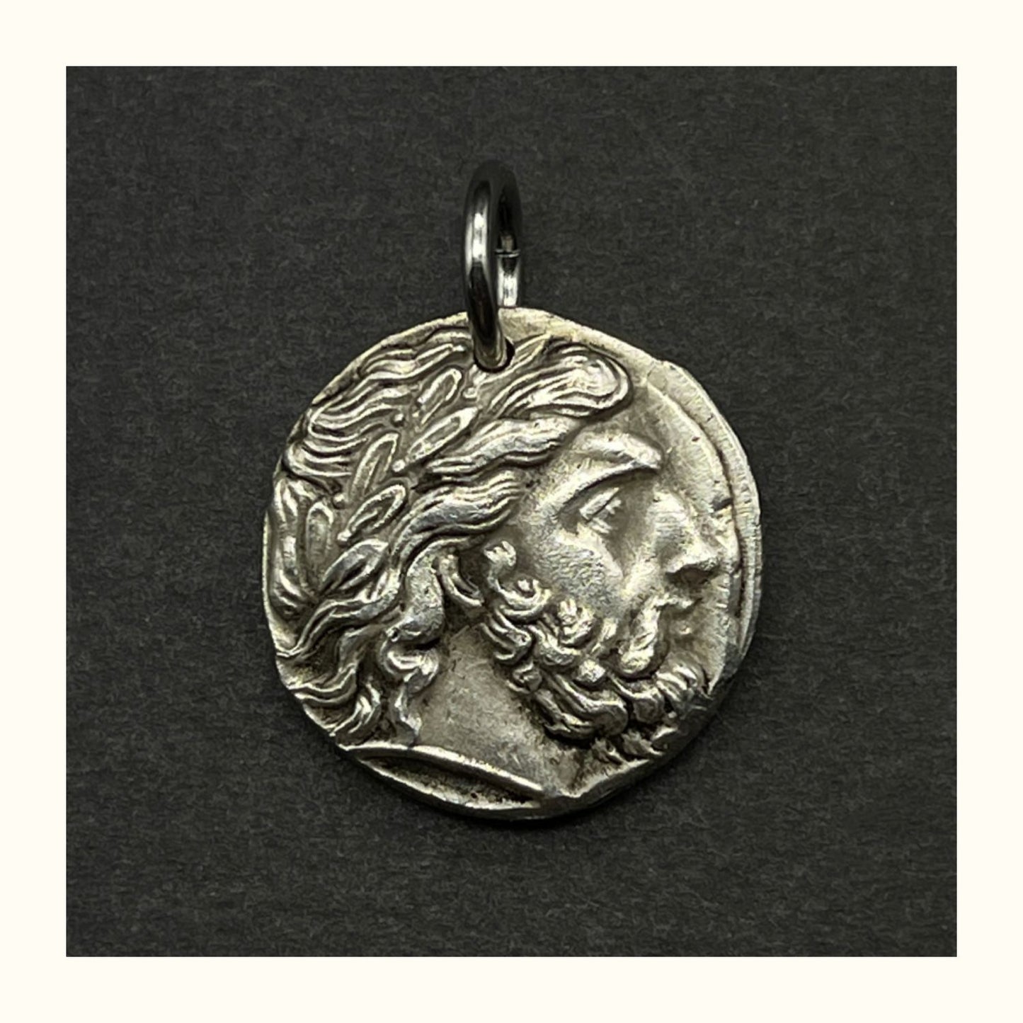 Retro Greek Silver Coin Zeus Sagittarius Guardian Goddess Necklace