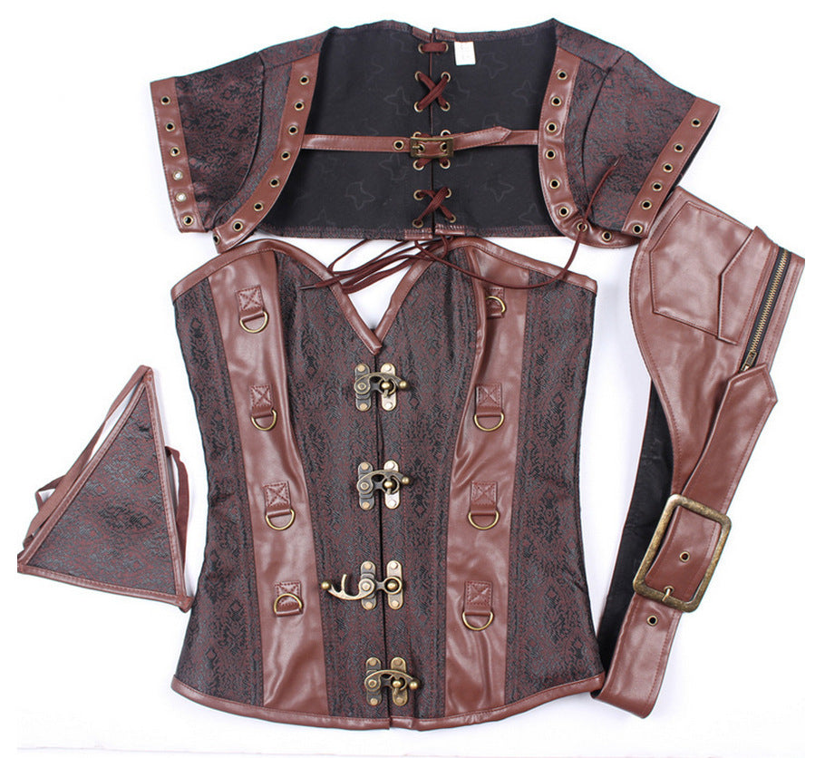 Court Gothic PU Retro Fashion Luxury Sexy Lock Corset