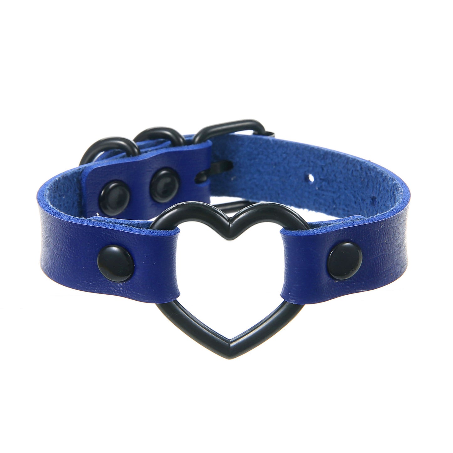 Punk Trendy Cool Dark Peach Heart Hand Ring Bracelet Personality Couple Love Heart-shaped Hollow Leather Bracelet Bracelet