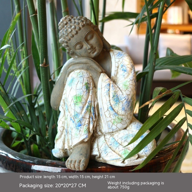 Résine Zen Bouddha Statue Pot de fleur Cour Paysage Balcon Mise en page Jardin Décoration