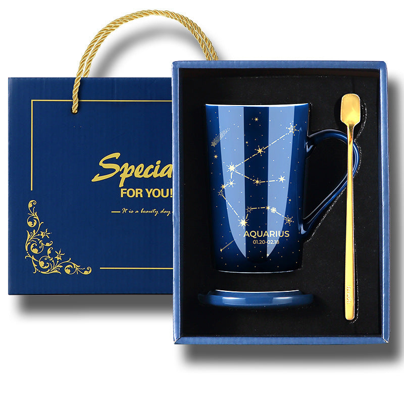 Tasse à café Constellation en céramique avec cuillère à couvercle