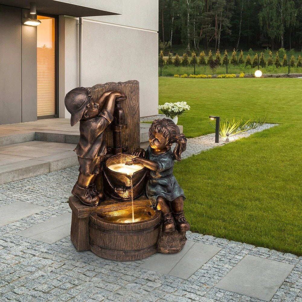 Garçon et Fille Jardin Statue Garçon et Fille Jardin Statue