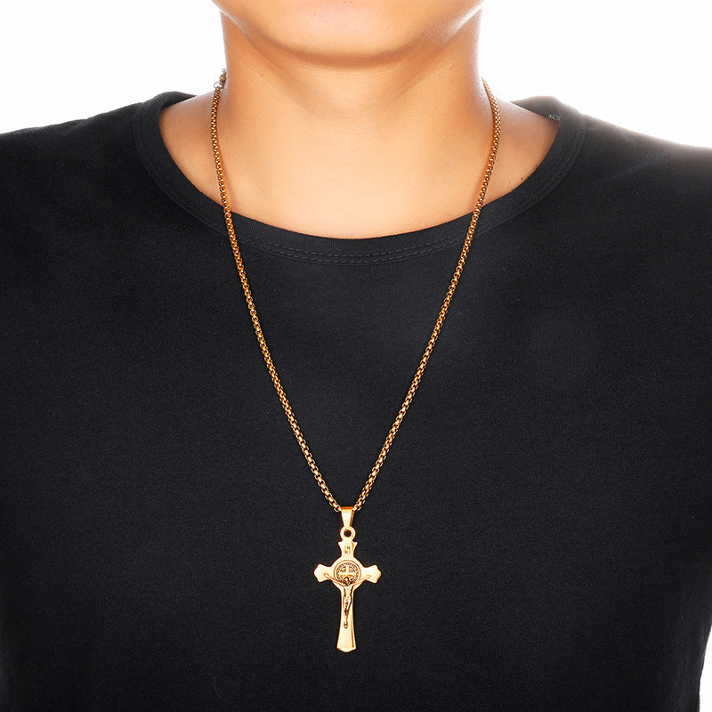 Stainless Steel Trefoil Cross Necklace Pendant Jewelry