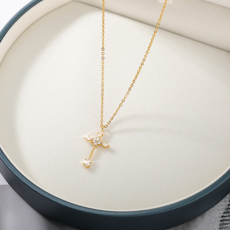 Cross-border Jewelry Copper Cross Inlaid With Zircon