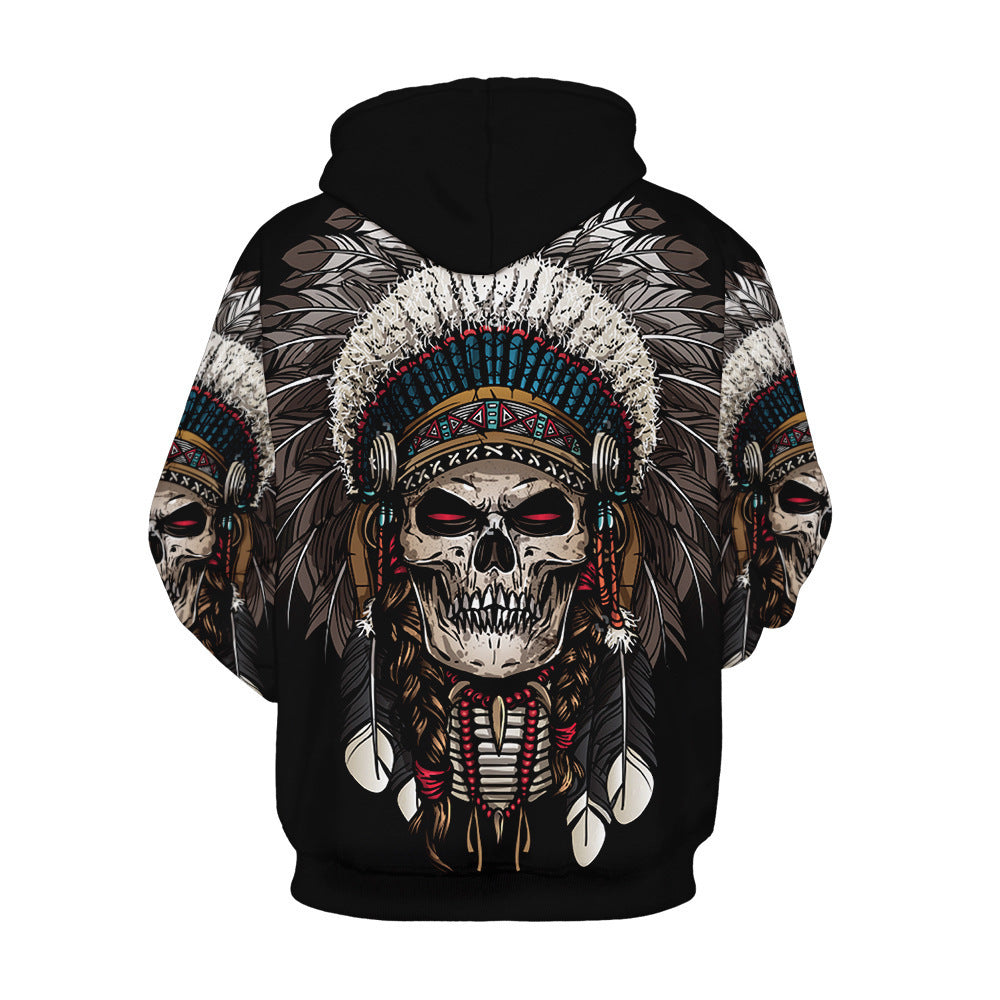 Indian Wolf Head Men's And Women's Hoodie