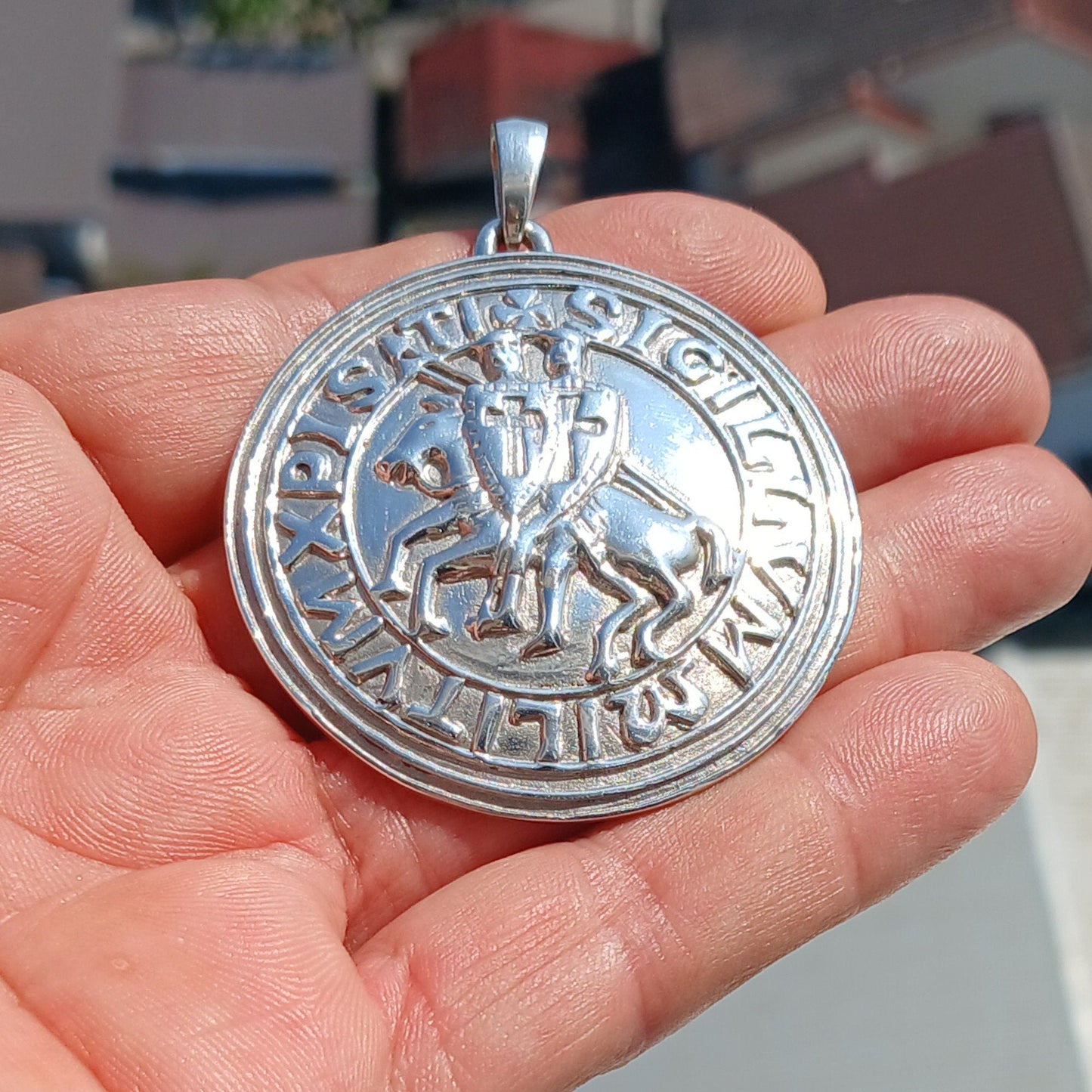 Templar Amulet, Ancient Sterling Silver Amulet, Medieval Knight