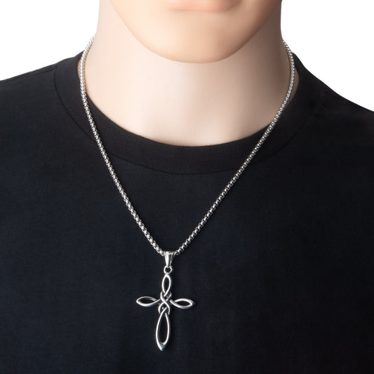 Stainless Steel Celtic Irish Cross Knot Pendant Necklace Accessories Titanium