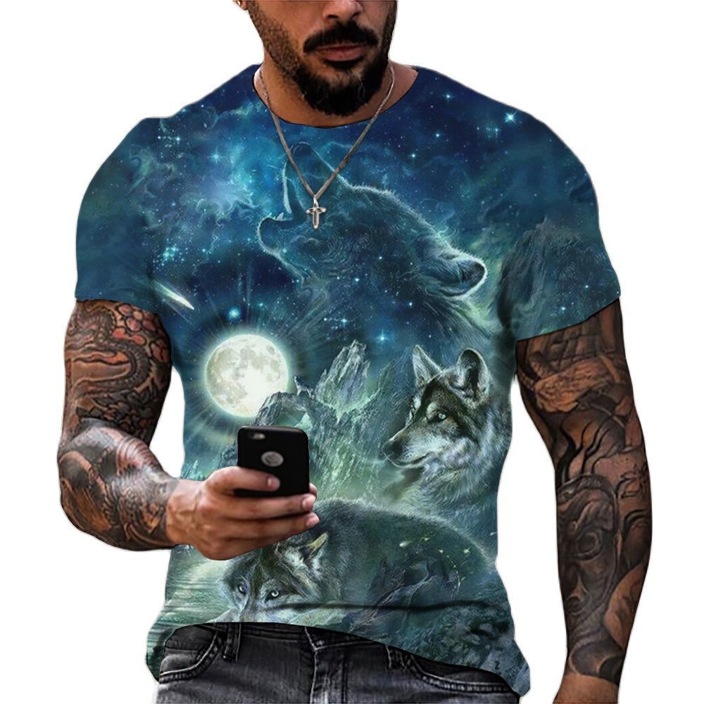 Men's Wolf Head 3d Printed T-shirt