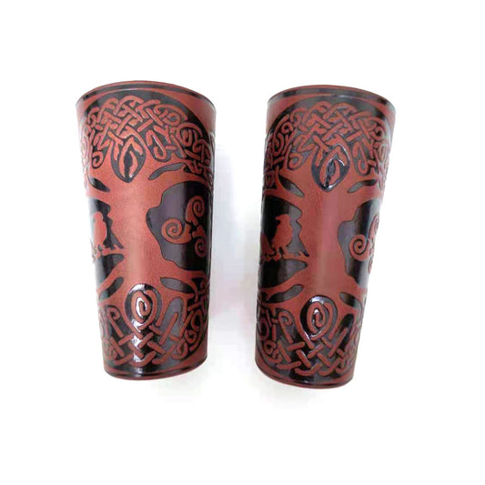 Retro Medieval Punk Viking Lucky Tree Leather Wristband