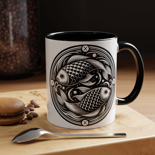 Elegant Koi Fish Accent Coffee Mug - Unique Artwork, Perfect for Tea Lovers, Gift for Him/Her, Home Decor, Birthday Present