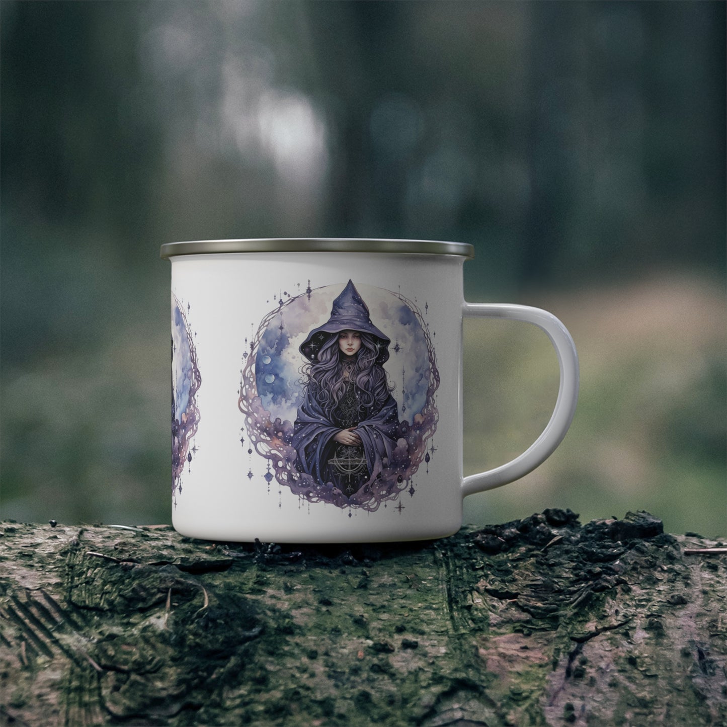 Cosmic Witch Enamel Camping Mug - Celestial Camping Cup, Nature Lover Gift, Adventure Mug, Witchy Decor, Starry Night Camping Gift