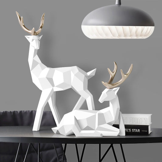 Cerfs Sculpture Résine Cerfs Statue Décoration Décoration pour la Maison Statues Cerfs Figurines Moderne Décoration Cerfs Table Ornement