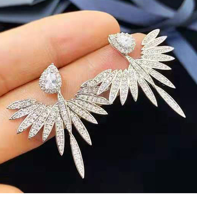 Zircon boucles d'oreilles ailes d'ange boucles d'oreilles